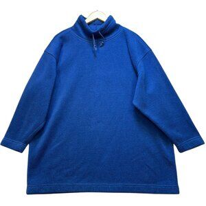 Eddie Bauer Women's Pullover Sweater Long Sleeve High Neck Size XL Fuzzy Blue